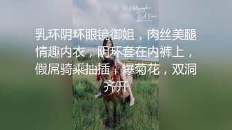 乳环阴环眼镜御姐，肉丝美腿情趣内衣，阴环套在内裤上，假屌骑乘抽插，爆菊花，双洞齐开